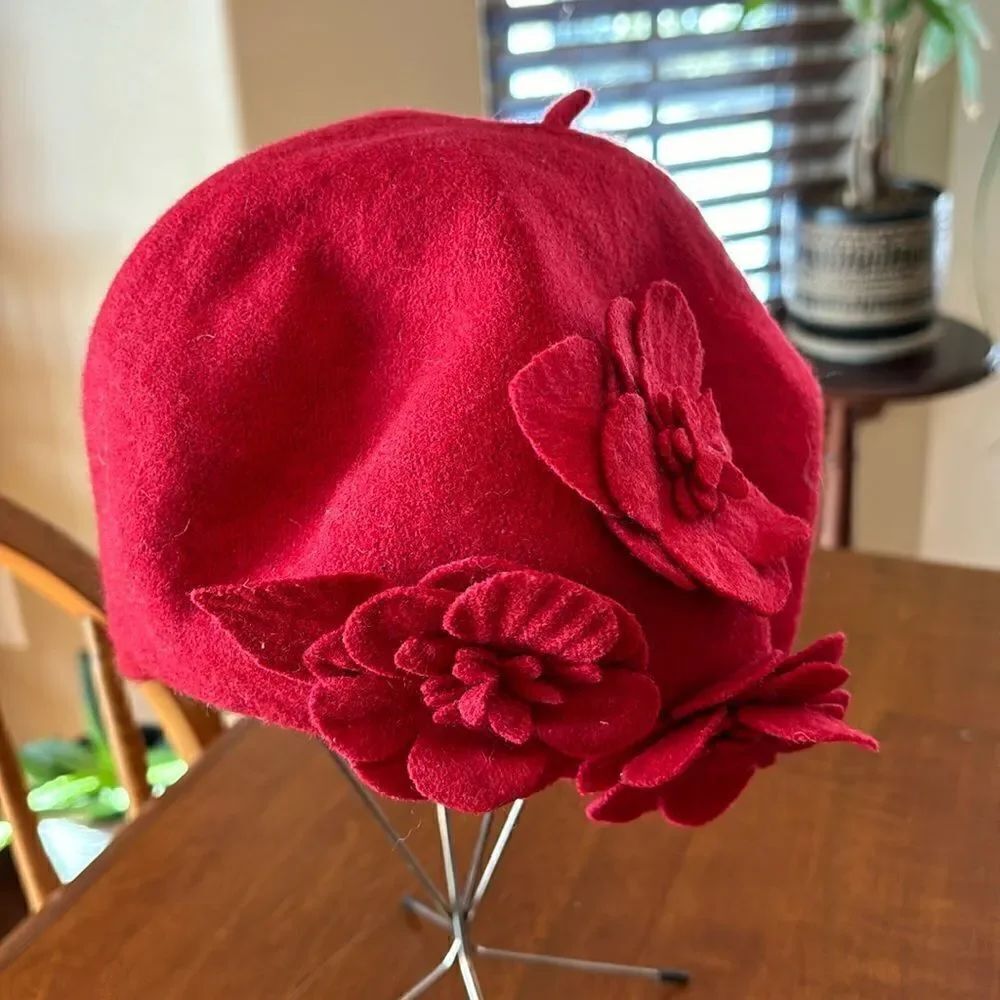 Vintage Betmar New York Red Wool Beret